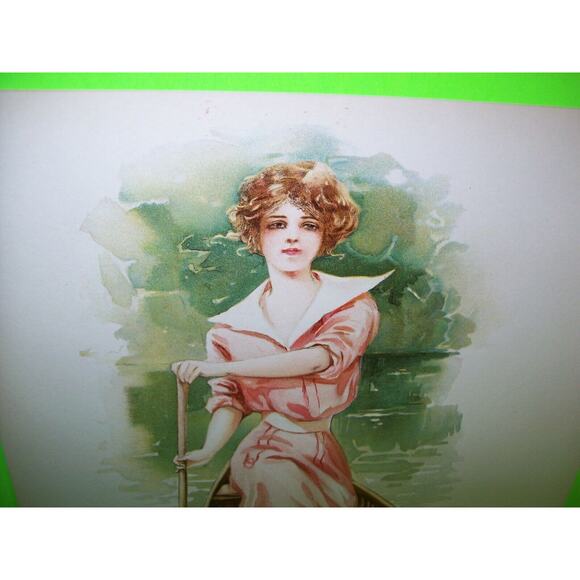Victorian Art Print 1908 Maud Stumm Women Canoe Boat Original Lithograph 10 X 13 - Picture 8 of 10